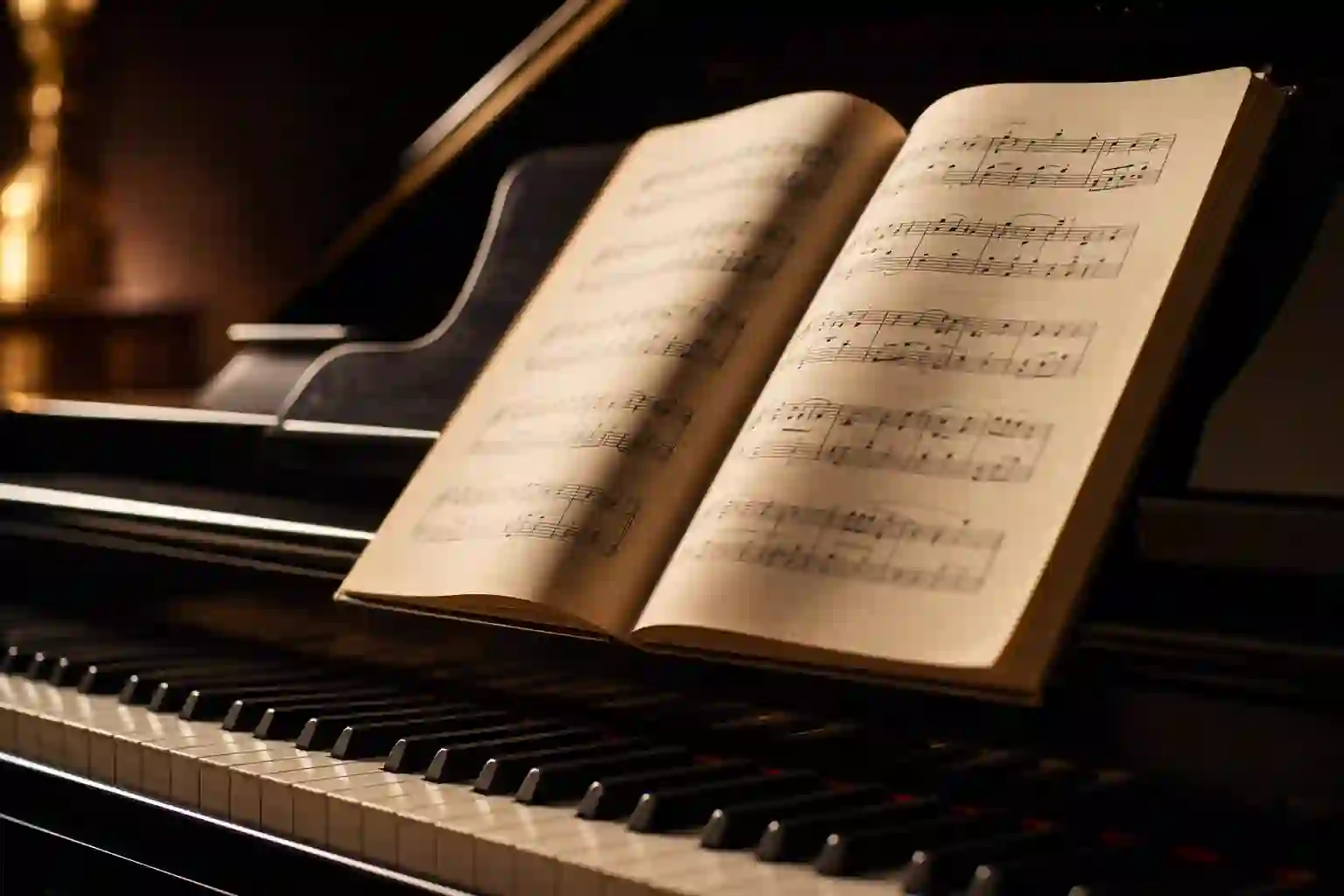 Partitura sobre las teclas de un piano